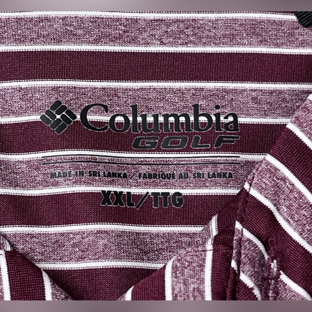 Columbia Golf Men’s XXL Maroon and White Striped Polo. MS State Embroidery. - Picture 4 of 11